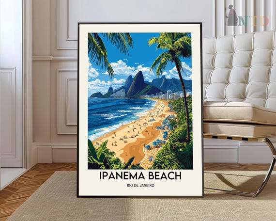 Ipanema Beach Art Print, Rio De Janeiro Poster