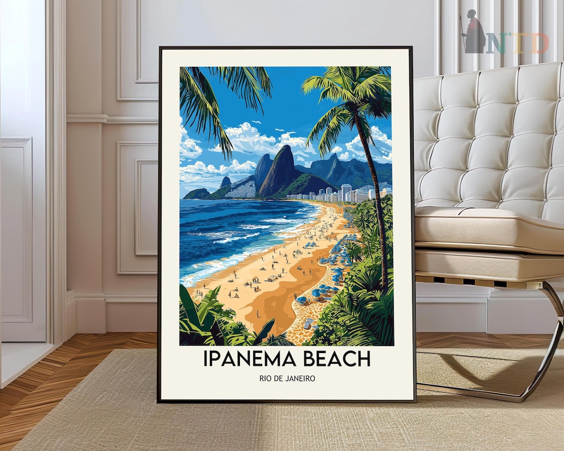 Ipanema Beach Art Print, Rio De Janeiro Poster