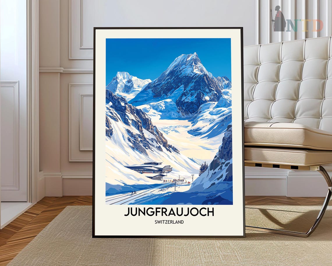 Jungfraujoch Switzerland Snowy Railway Station Mountain Poster