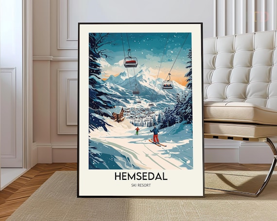 Hemsedal Ski Resort Travel Poster, Norway