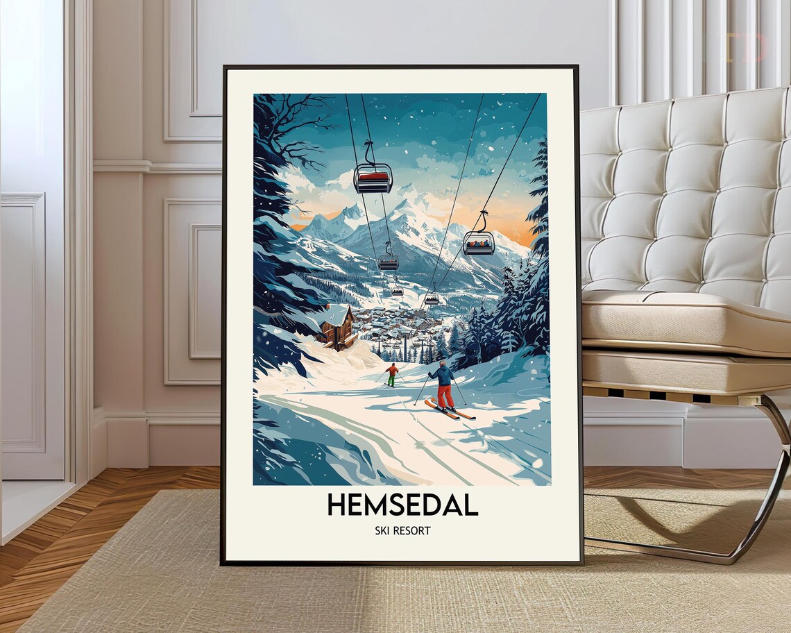 Hemsedal Ski Resort Travel Poster, Norway