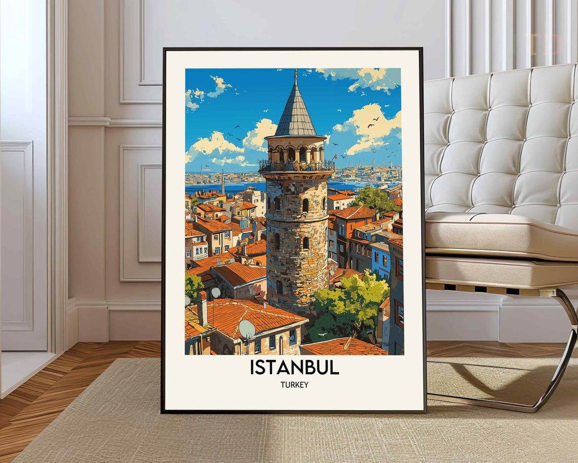 Istanbul Turkey Galata Tower Old Town Rooftops Golden Horn Poster