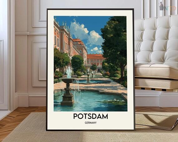 Potsdam Germany Sanssouci Palace Gardens Vintage Travel Poster