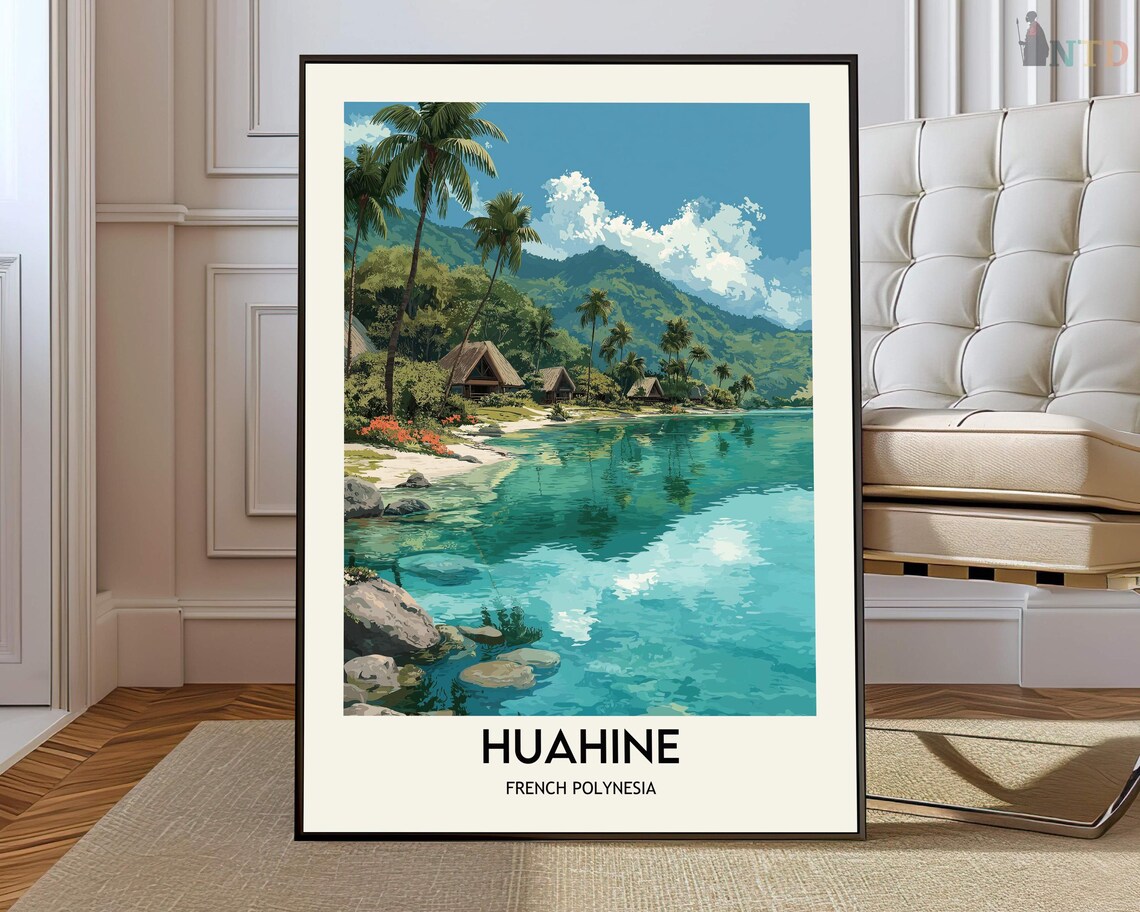 Huahine French Polynesia Turquoise Lagoon Island Travel Poster
