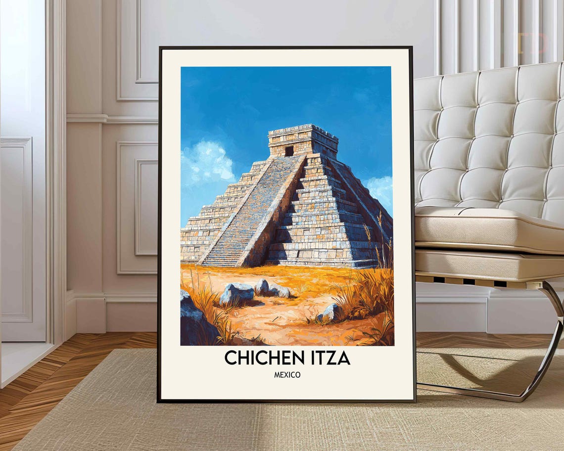 Chichen Itza Mexico El Castillo Pyramid Mayan Temple Wonder Poster