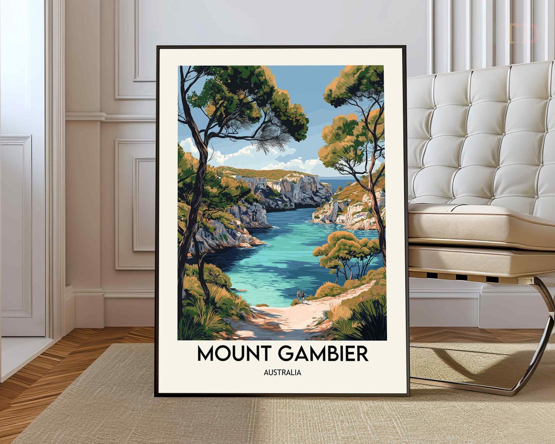 Mount Gambier Australia Turquoise Cove Cliff Coastal Travel Poster