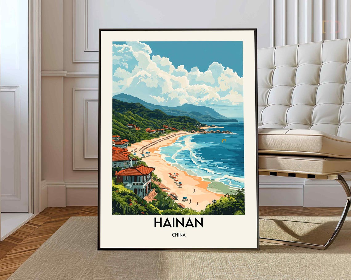 Hainan China Poster Sanya Beach Wall Art Hainan Travel Poster Hainan Island Poster Hainan Print Yalong Bay Wall Art Hainan Decor