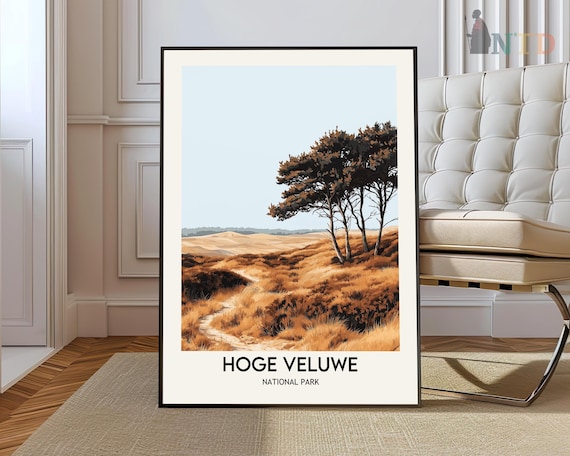 Hoge Veluwe National Park Golden Dunes Pine Trees Travel Poster