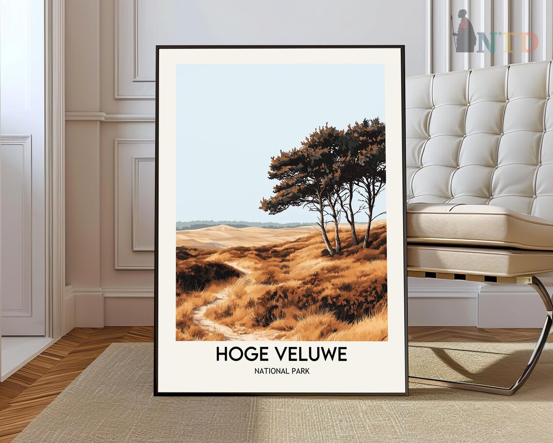 Hoge Veluwe National Park Golden Dunes Pine Trees Travel Poster