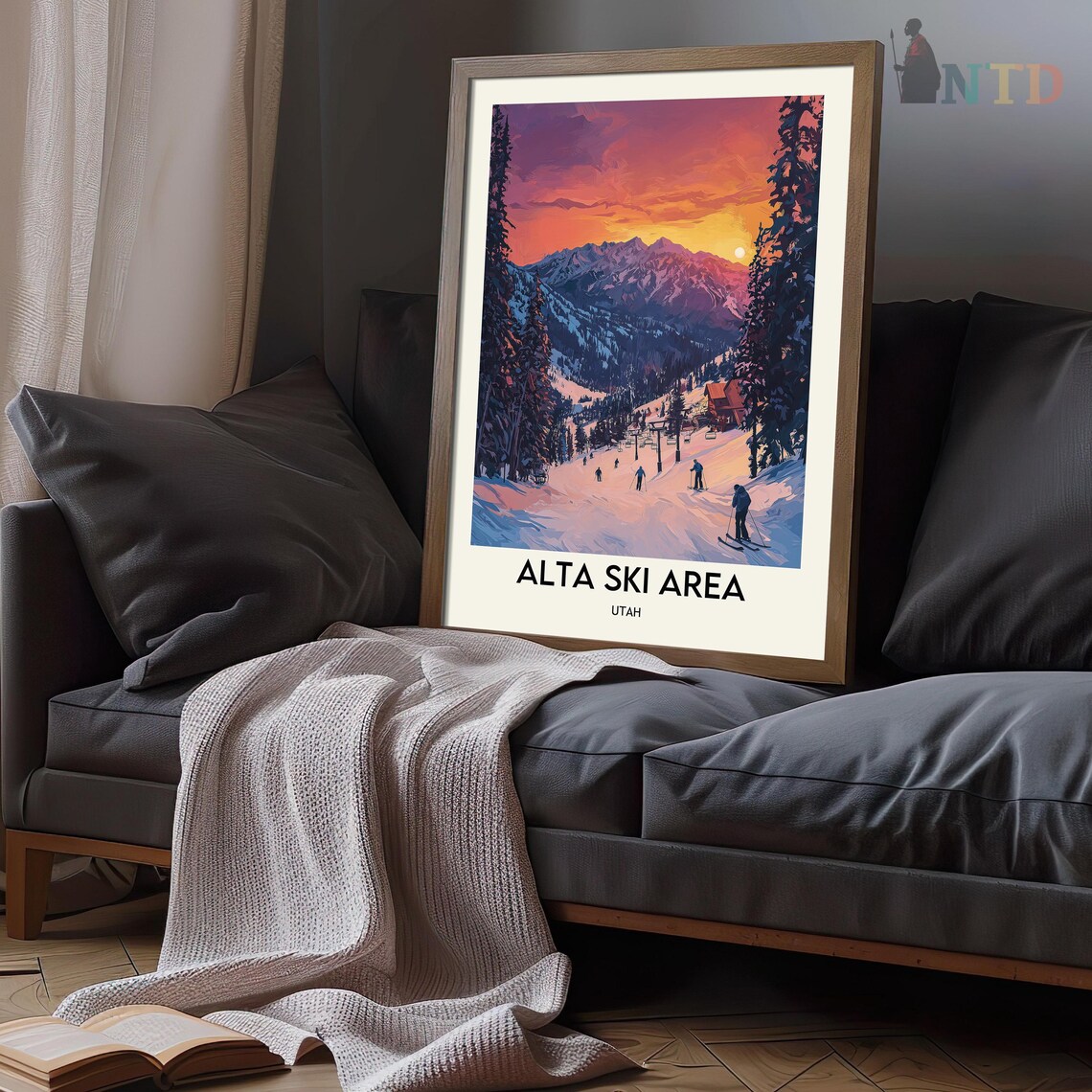 Alta Ski Utah Travel Poster, Mountain Destination - Image 3