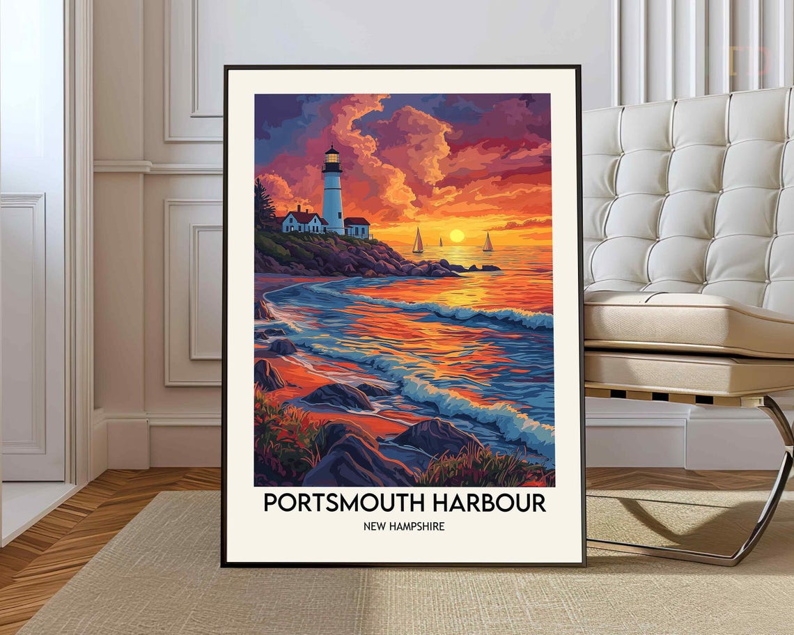 Portsmouth Harbour New Hampshire Lighthouse Sunset Sail Poster