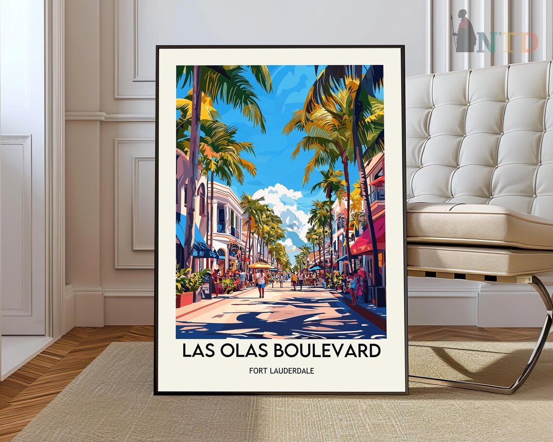 Las Olas Boulevard Travel Poster, Fort Lauderdale