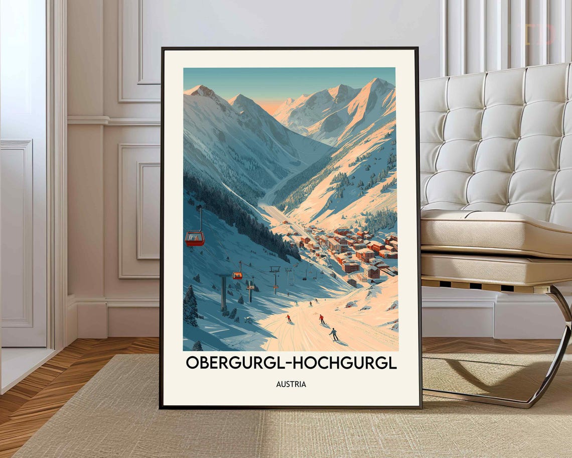 Obergurgl Hochgurgl Austria Ski Resort Panorama Travel Poster