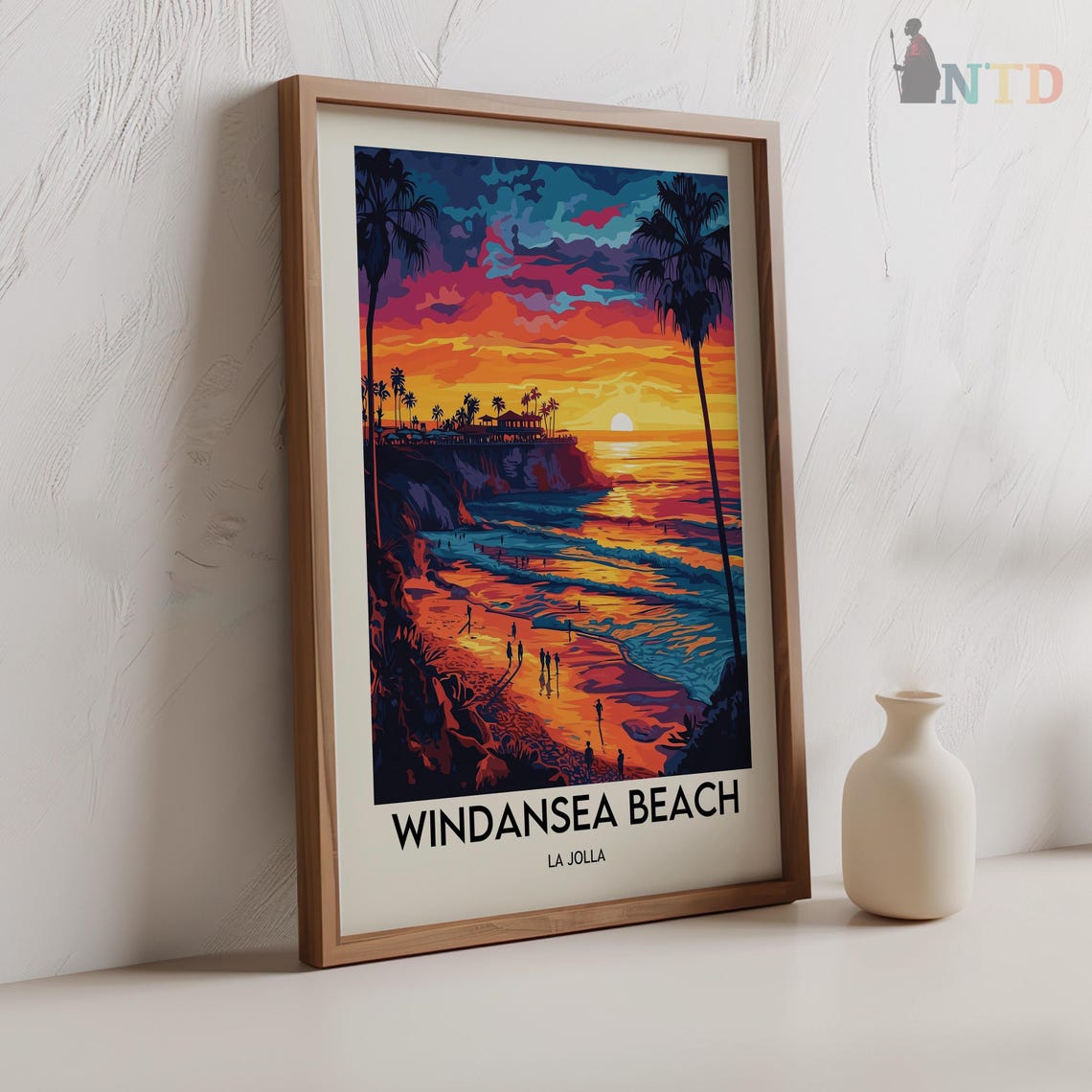 Windansea Beach La Jolla Sunset Glow Vintage Surf Travel Poster - Image 2