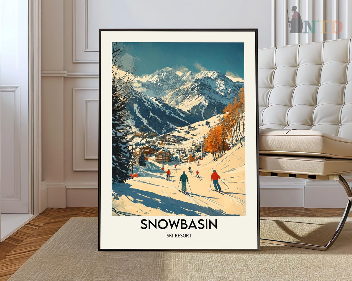 Snowbasin Ski Resort Utah Vintage Winter Mountain Poster Ski Art