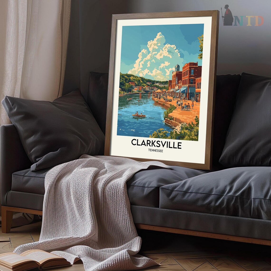 Clarksville Tennessee Travel Poster, Map Print - Image 3