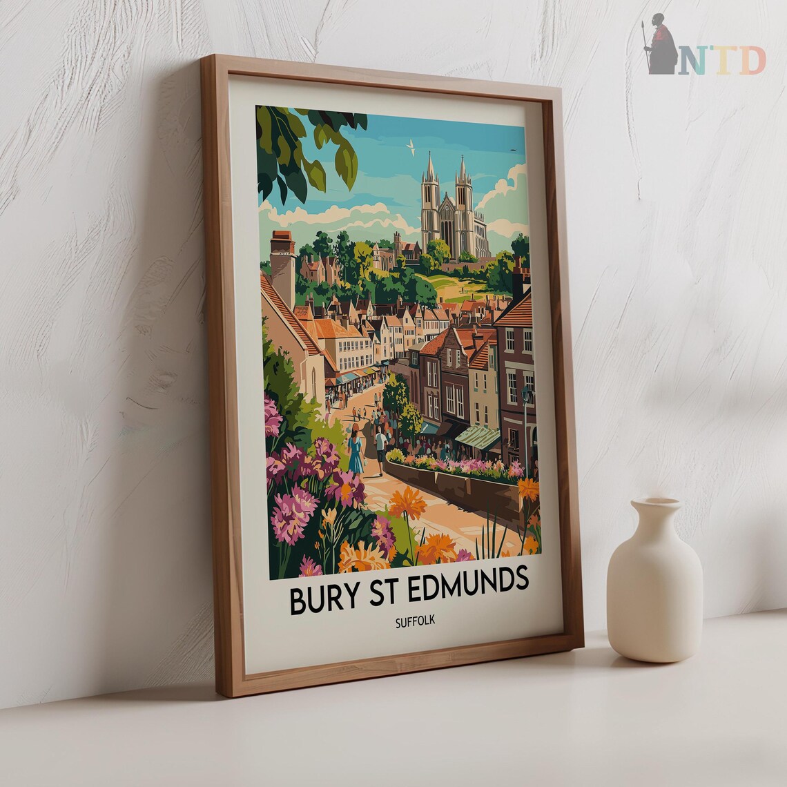 Bury St Edmunds Suffolk England Abbey Towers Flower Street Poster - Image 2