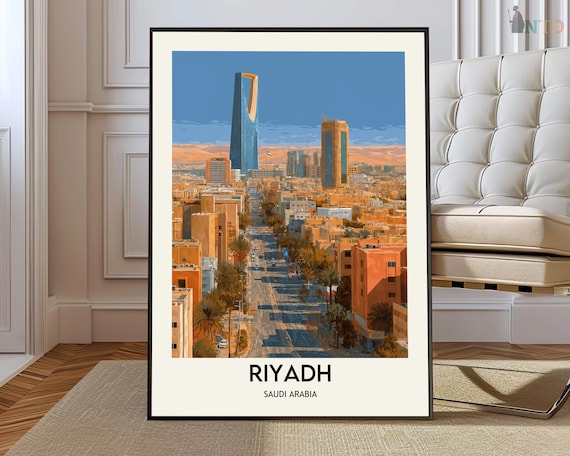 Riyadh Saudi Arabia City Skyline Kingdom Centre Tower Poster