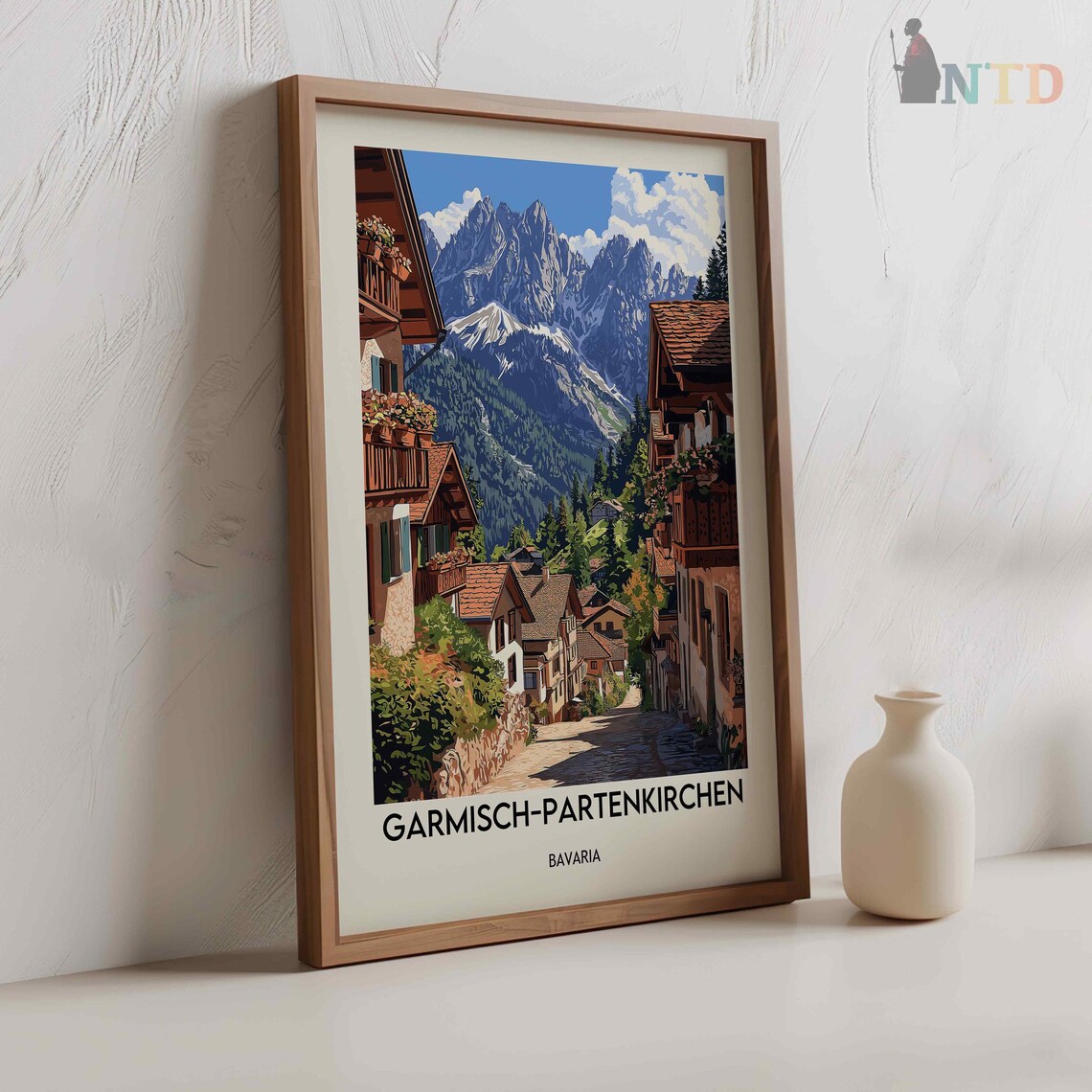 Garmisch-Partenkirchen Bavaria Alpine Village Street Peaks Poster - Image 2