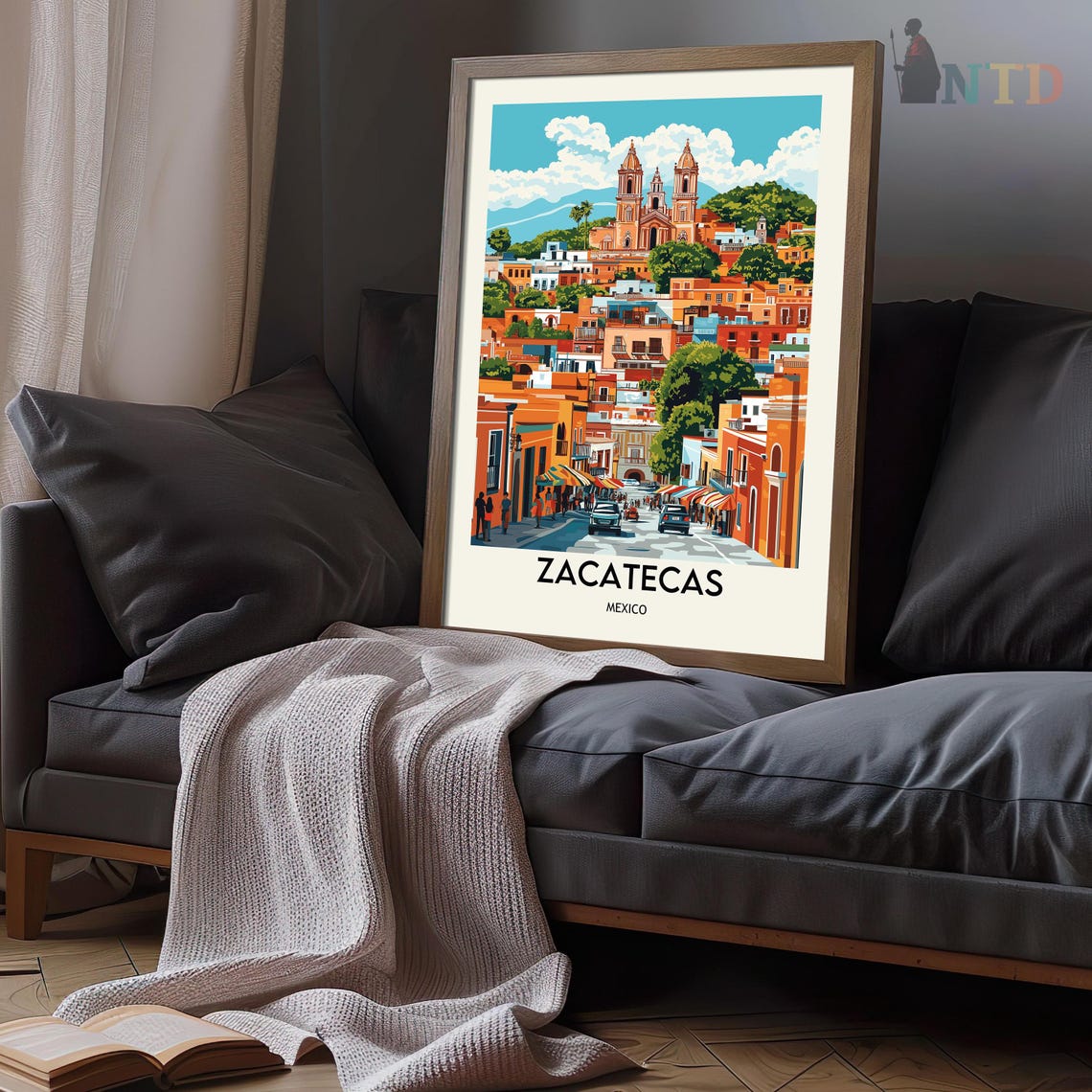 Zacatecas Mexico Colonial Cathedral Street Vintage Travel Poster - Image 3