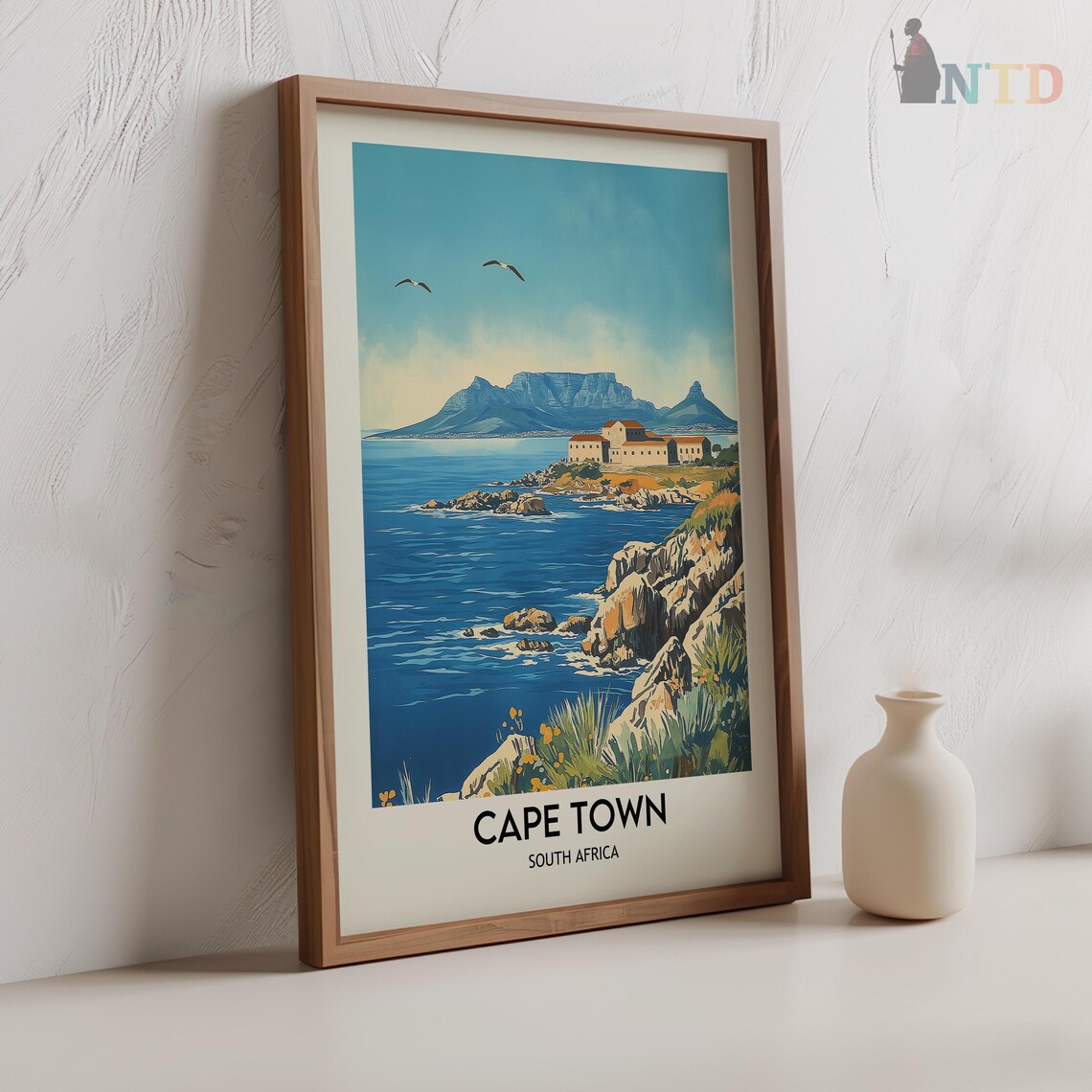 Cape Town Table Mountain Rocky Coastline Vintage Travel Poster - Image 2