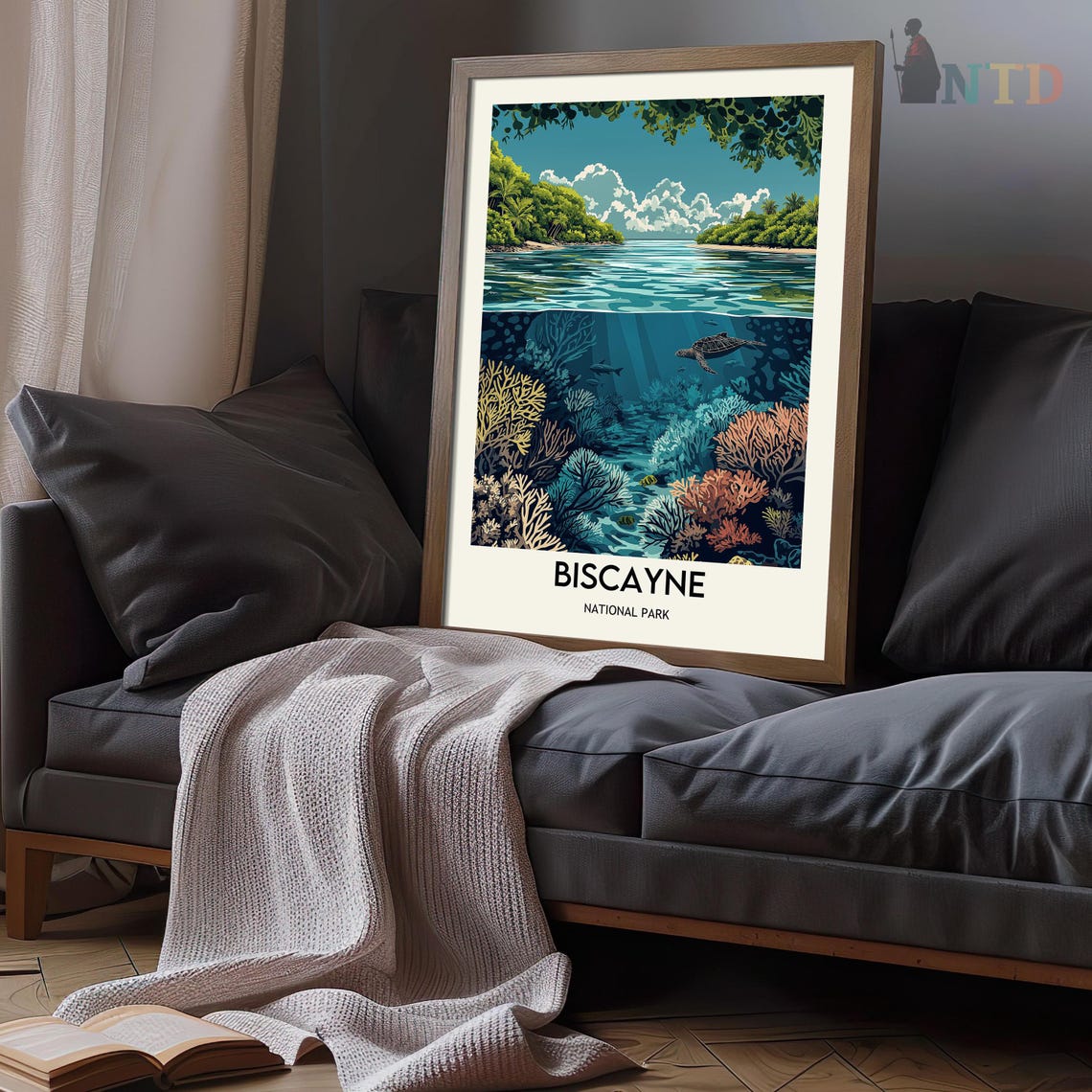 Biscayne National Park Florida Coral Reef Vintage Travel Poster - Image 3