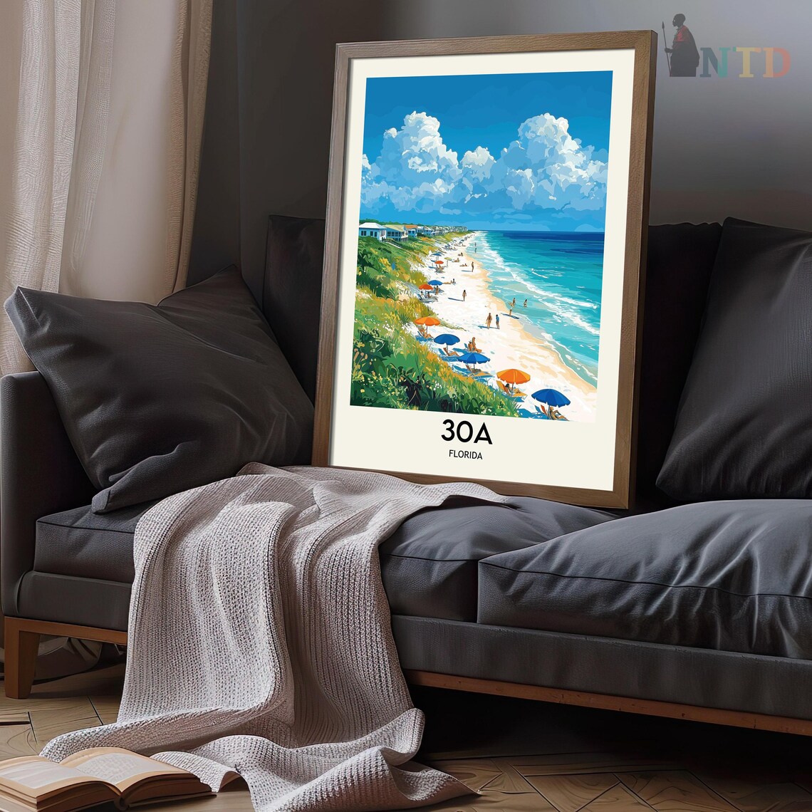 Scenic Highway 30A Florida Emerald Beach Vintage Travel Poster - Image 3