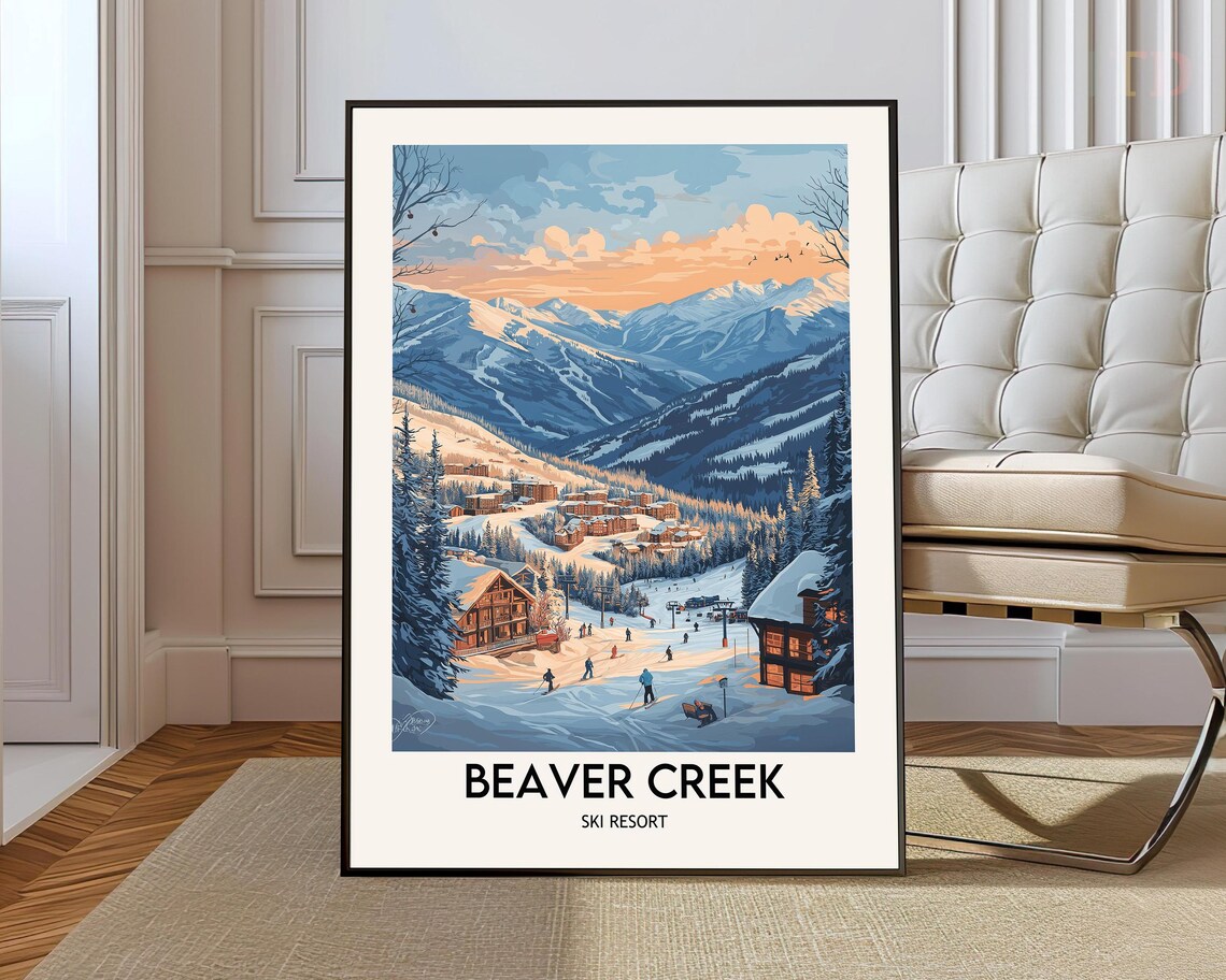 Beaver Creek Colorado Ski Resort Sunset Mountain Village Travel Poster