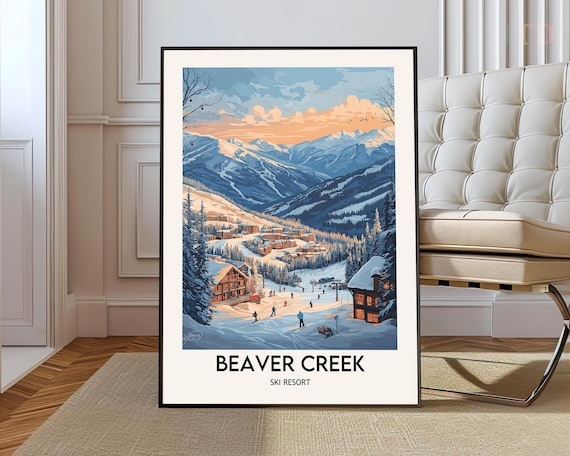Beaver Creek Colorado Ski Resort Sunset Mountain Village Travel Poster