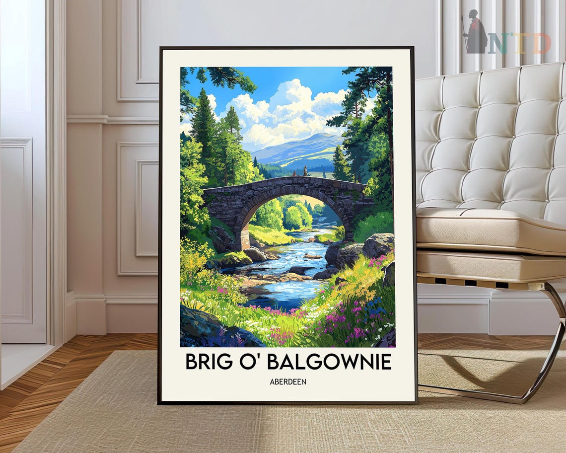 Brig O Balgownie Aberdeen Scotland Stone Bridge River Meadow Poster