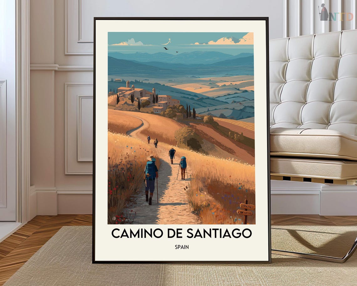Camino De Santiago Wall Art Print Map Poster Shell