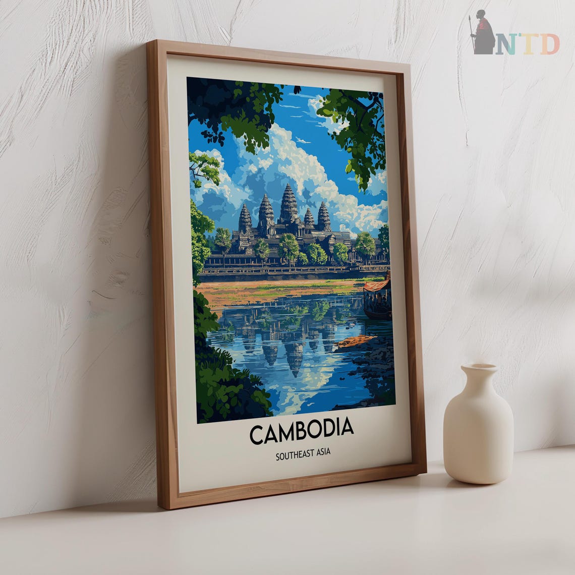 Cambodia Angkor Wat Temple Reflection Southeast Asia Travel Poster - Image 2