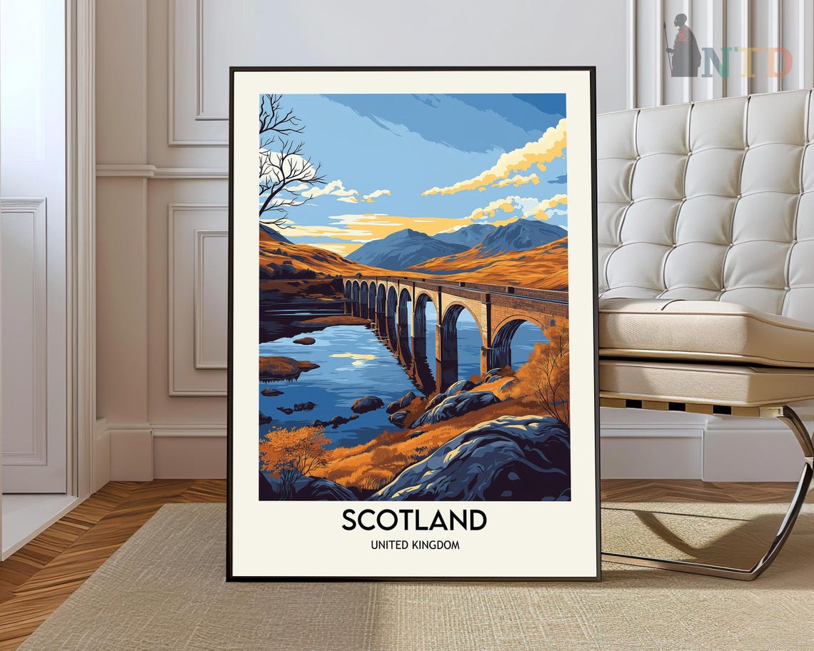 Scotland United Kingdom Stone Railway Viaduct At Golden Hour Poster