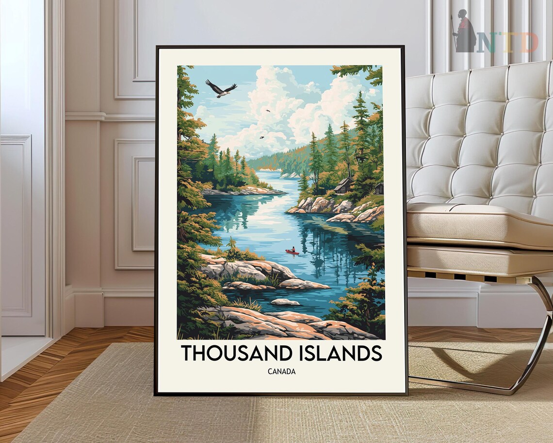 Thousand Islands Travel Poster, Canada Wall Art Print