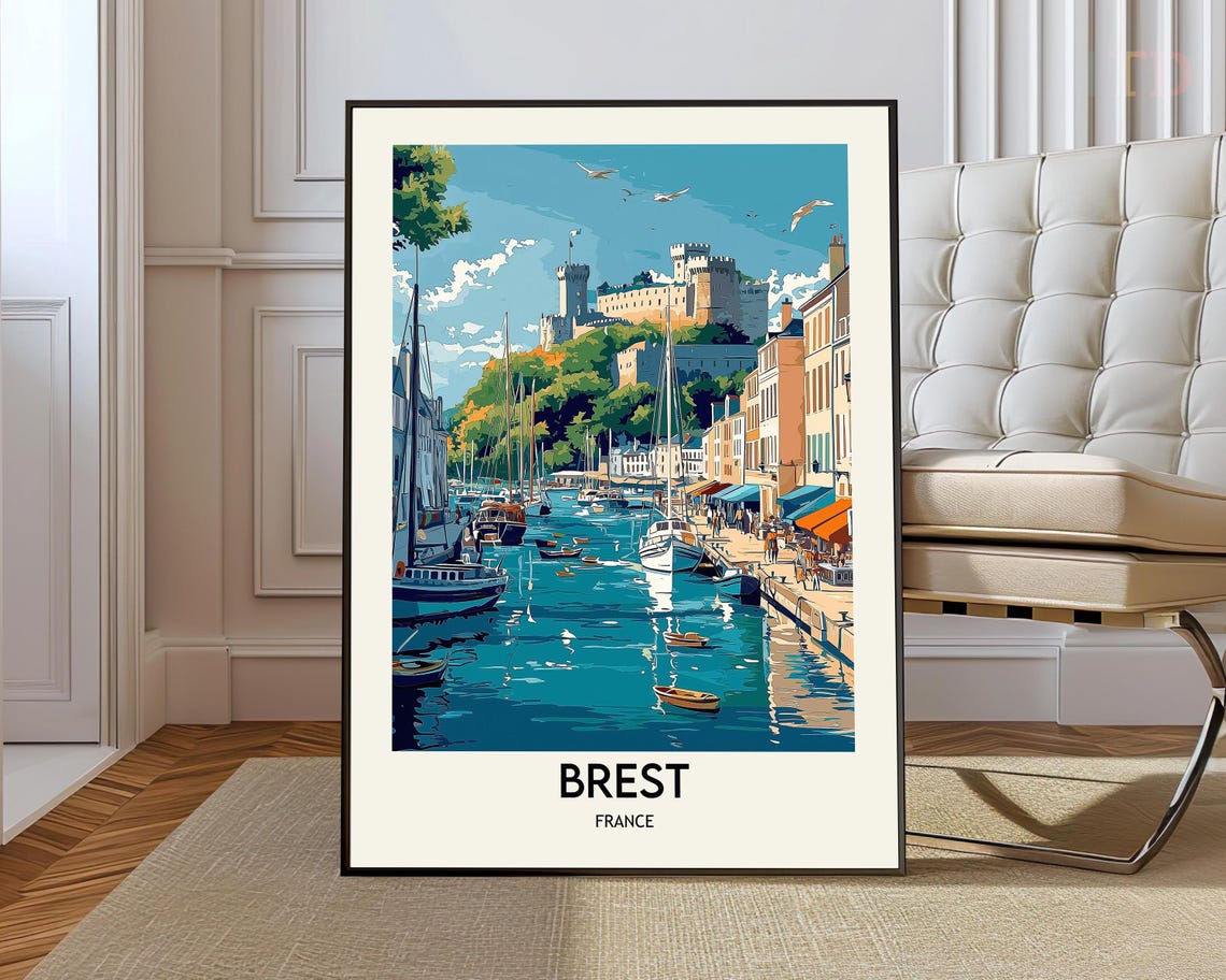 Brest France Hilltop Castle Overlooking Harbor Poster Brittany
