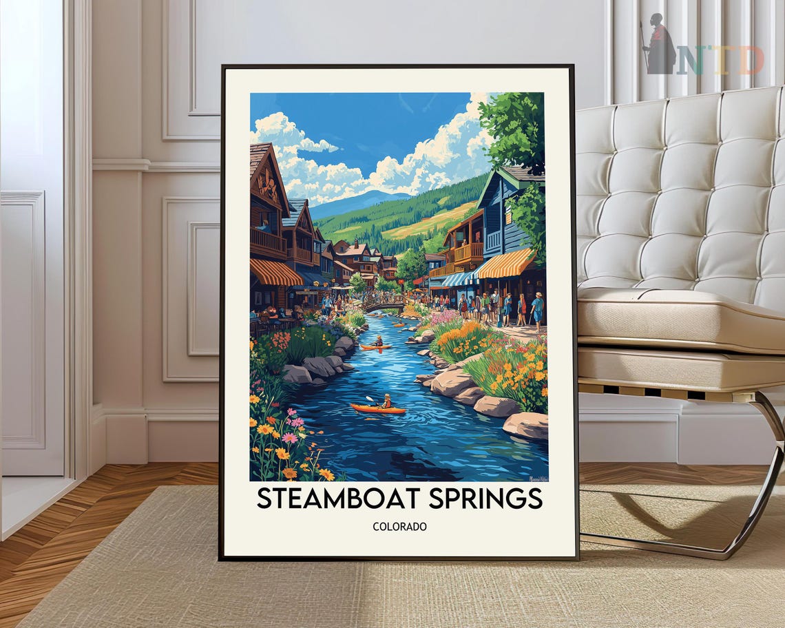Steamboat Springs Colorado Summer Kayaking River Travel Poster