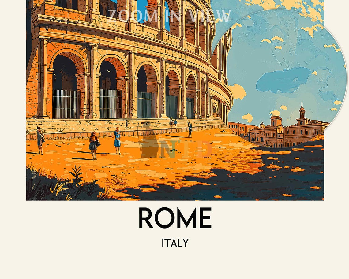 Rome Italy Colosseum Ancient Amphitheater Daytime Blue Sky Poster - Image 2