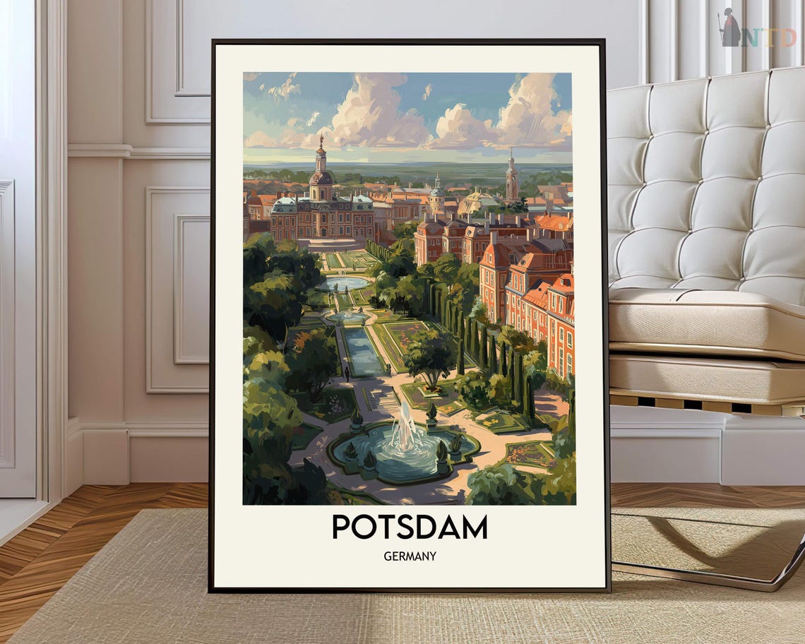 Potsdam Germany Palace Gardens Aerial Fountain Travel Poster