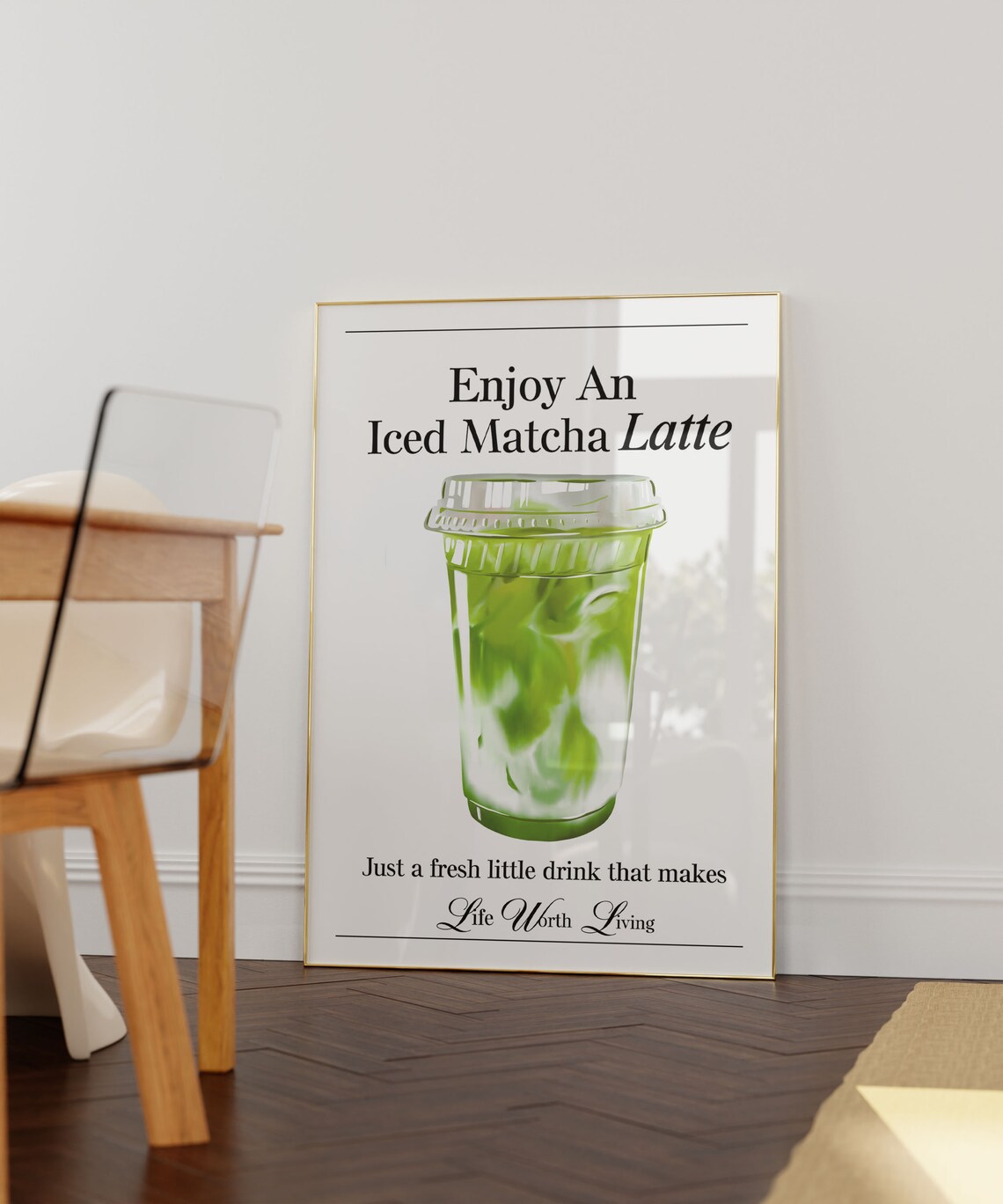 Iced Matcha Latte Retro Aesthetic Art Print - Image 3