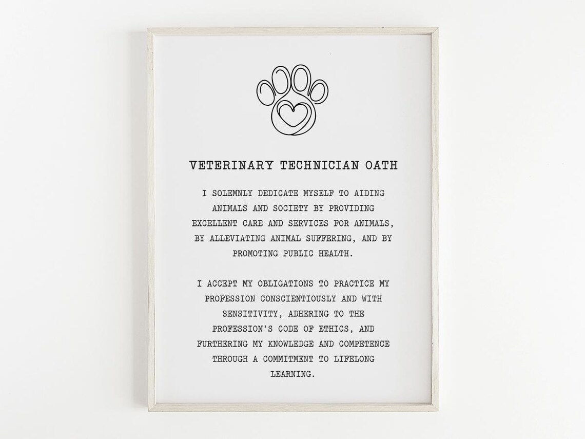 Veterinary Technician Oath Pledge, Graduation Gift