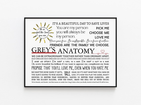 Grey's Anatomy Quotes You Are My Person TV Show Quote Poster