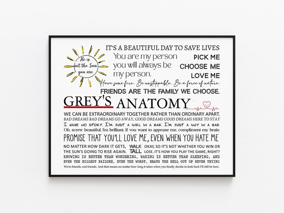 Grey's Anatomy Quotes You Are My Person TV Show Quote Poster