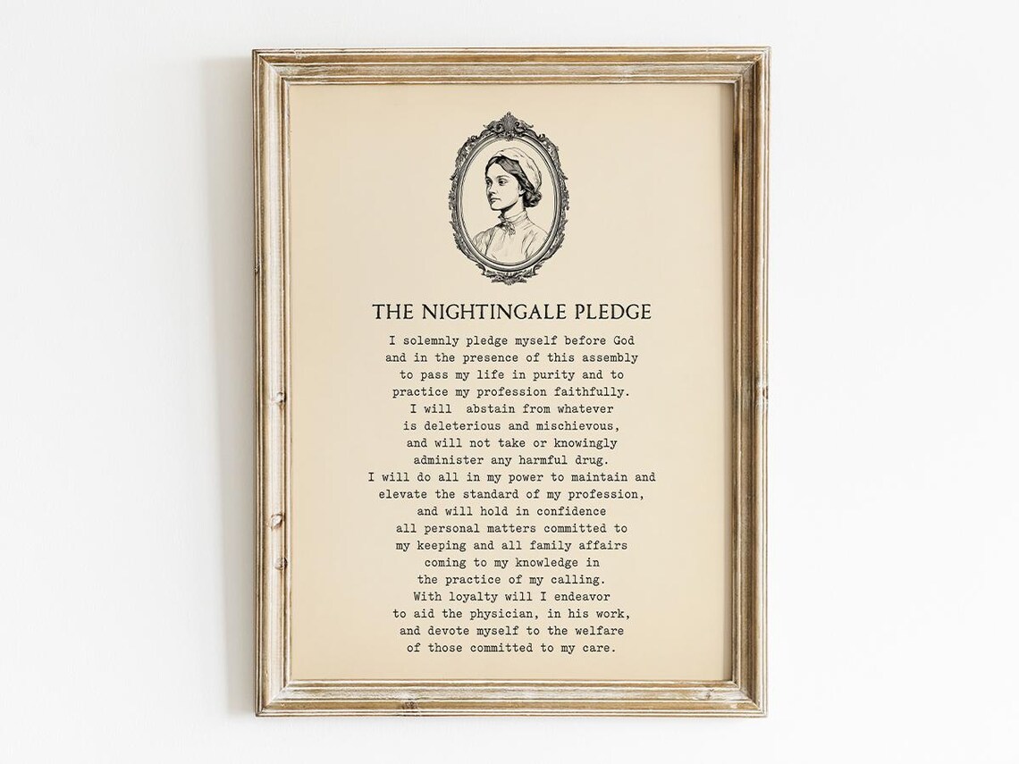 Florence Nightingale Pledge, Medical Oath Art Print