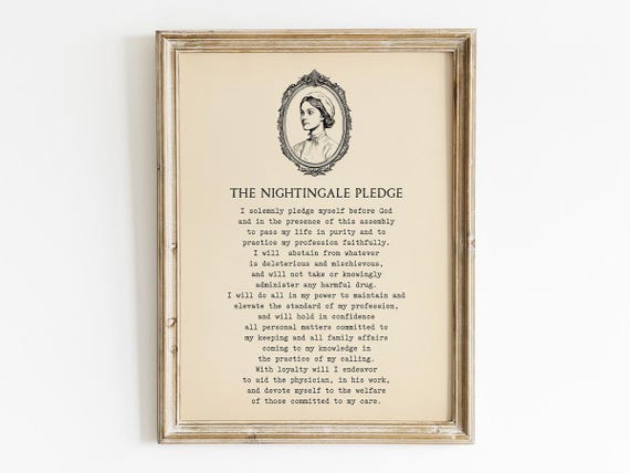 Florence Nightingale Pledge, Medical Oath Art Print