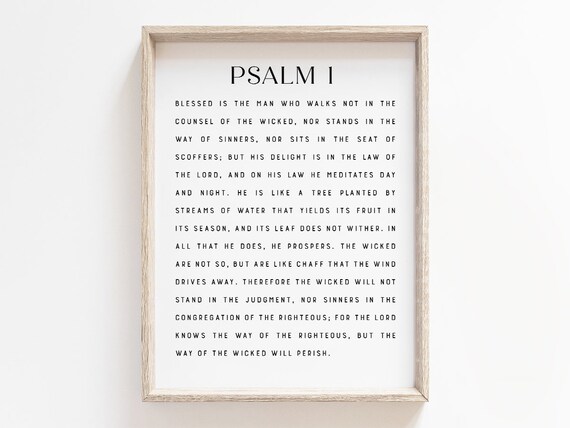 Psalm 1 Bible Verse, Minimalist Quote Print