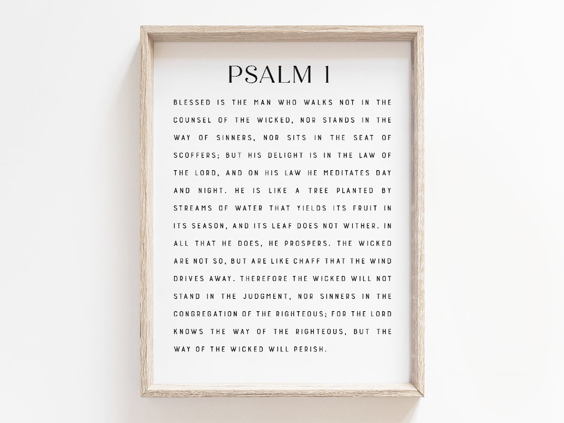 Psalm 1 Bible Verse, Minimalist Quote Print