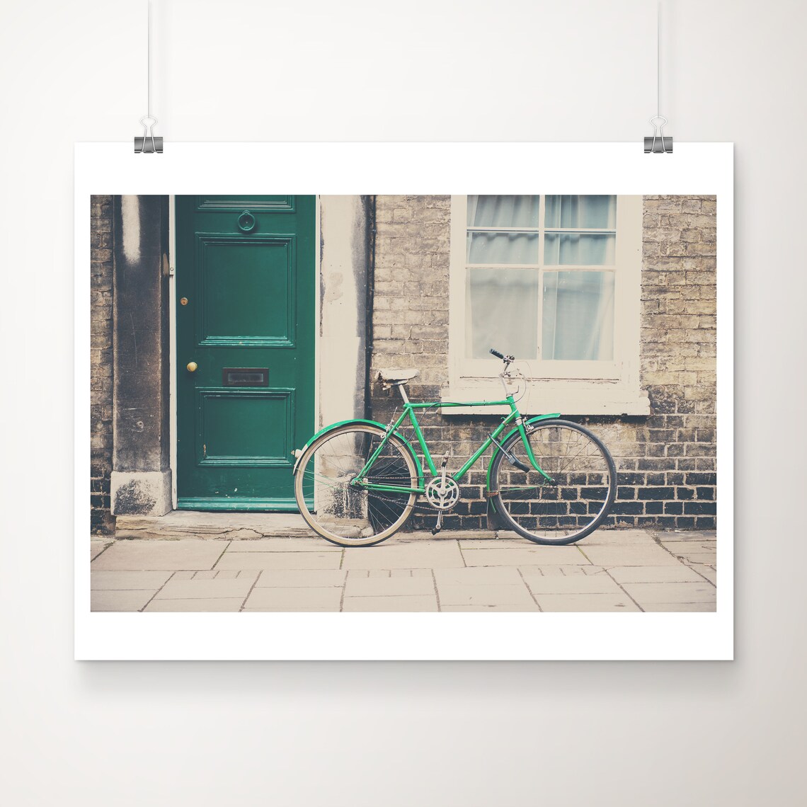 Cambridge Green Bicycle Travel Poster, England