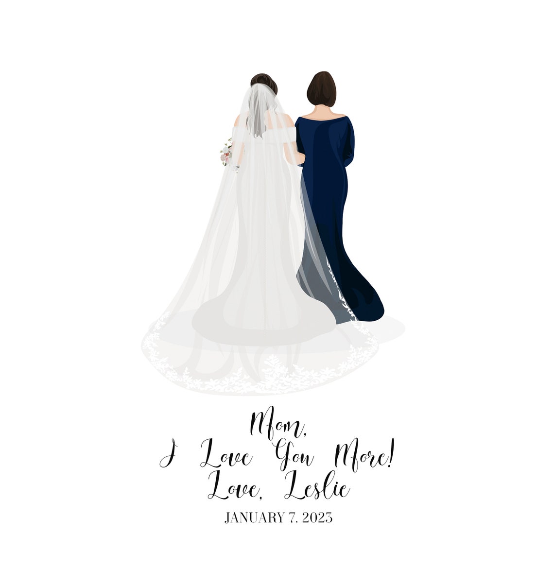Custom Bride Bridesmaid Portrait Thank You Gift Illustration Poster - Image 5