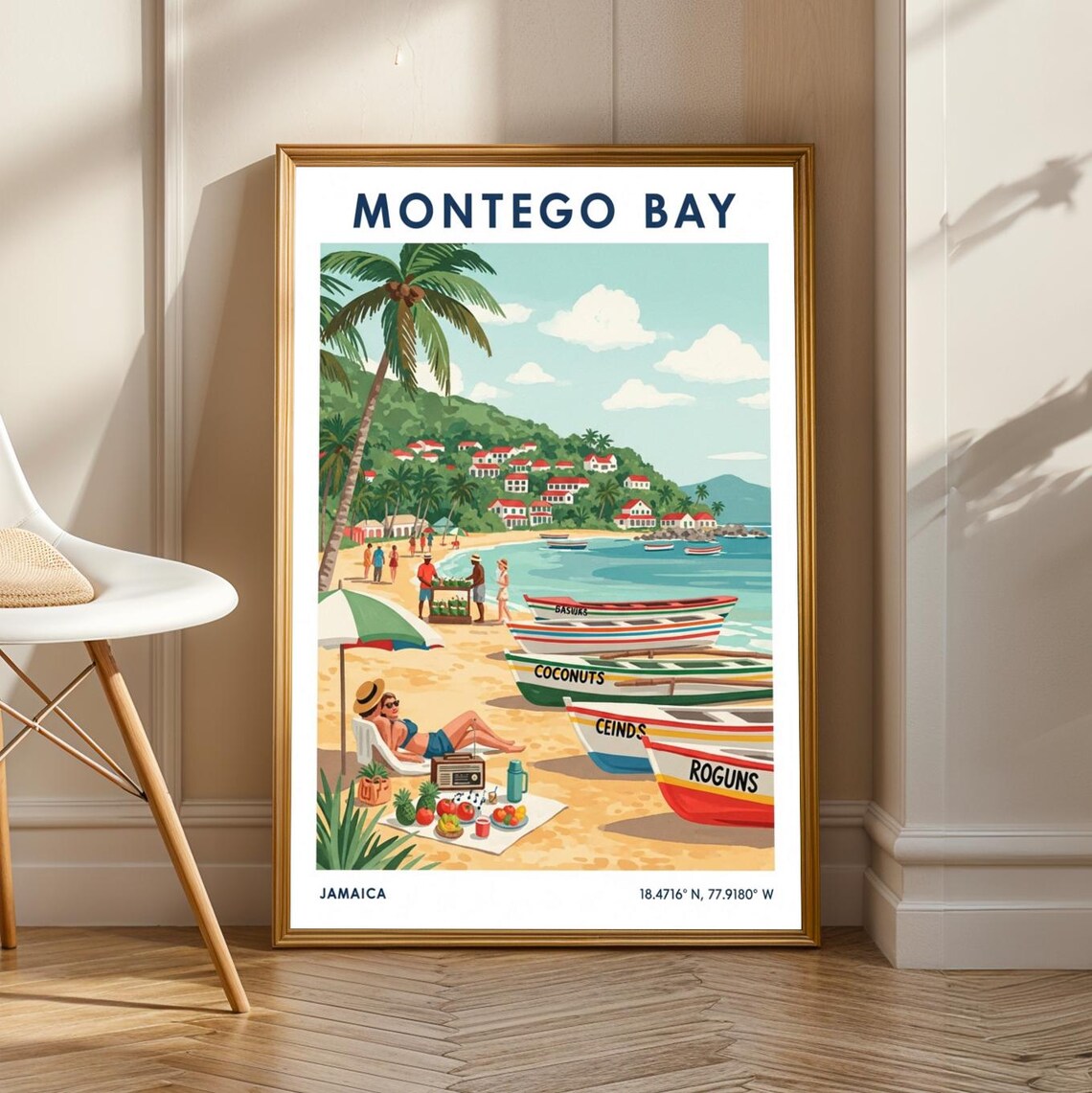 Montego Bay Vintage Travel Poster, Tropical Jamaica