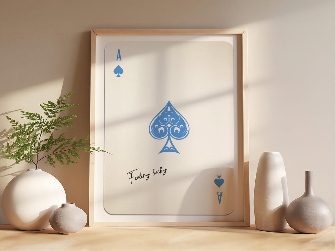 Retro Ace Of Spades Red Playing Card Inspirational Quote Wall Art - Image 3